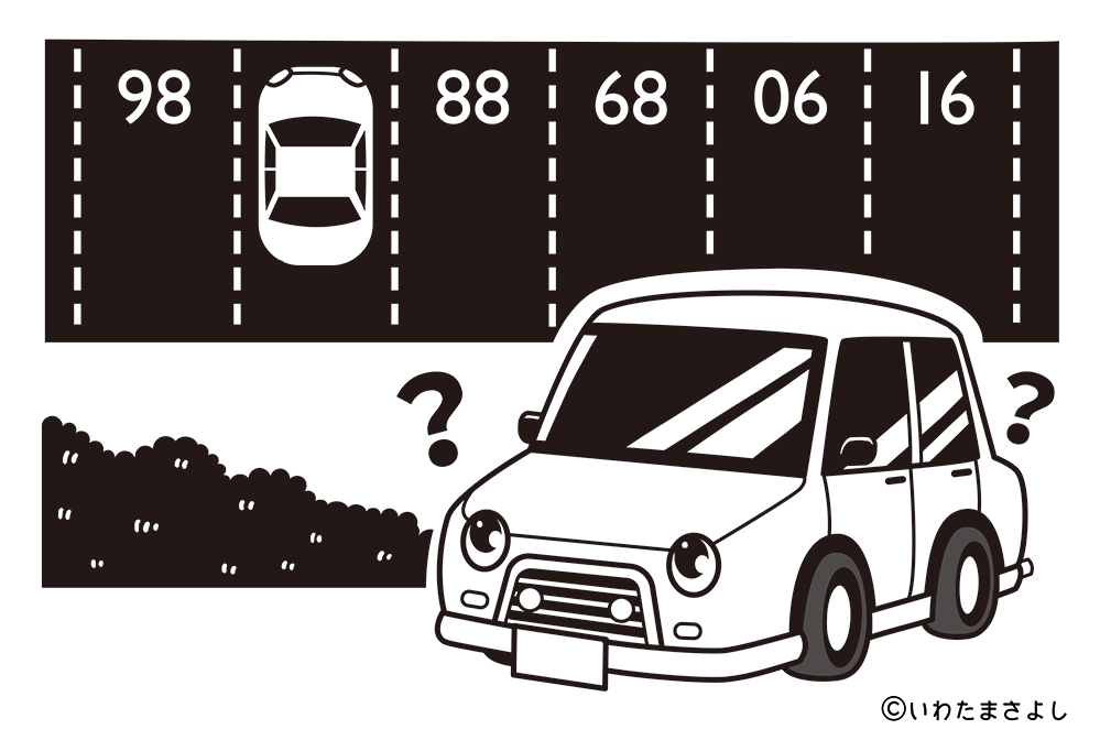 絵で見て脳トレ！なぞなぞ＆クイズの挿絵カットイラスト イラストレーターいわたまさよし 擬人化した車のコミカルイラスト 