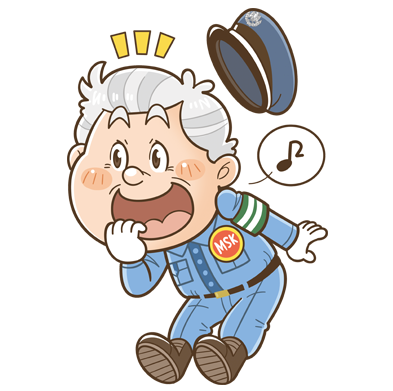 楽しく元気なコミカルタッチが得意な京都在住フリーランスイラストレーターいわたまさよし 警備員の求人広告イラスト