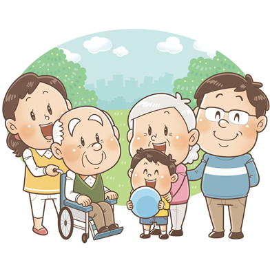 楽しく元気なコミカルタッチが得意な京都在住フリーランスイラストレーターいわたまさよし 介護用品の表紙イラスト