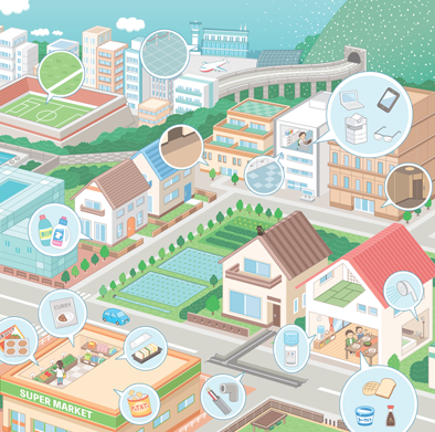 街並み_イラストレーターいわたまさよし_ デフォルメタッチのコミカルイラスト