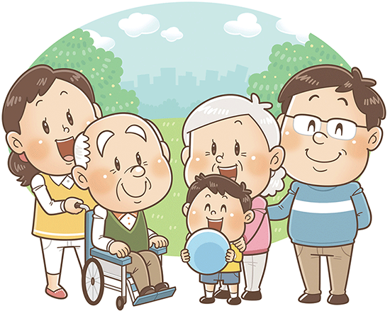 福祉用カタログ_表紙_コミカルタッチ_コミカルイラスト_イラストレーターいわたまさよし