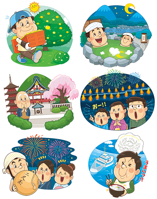 身延沿線活性化促進協議会〈身延沿線が楽しい！〉ポスター_コミカルタッチ_コミカルイラスト_イラストレーターいわたまさよし