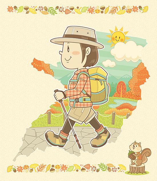 国士舘大学生涯学習センター〈ウォーキングフェスティバル〉コミカルタッチ_コミカルイラスト_イラストレーターいわたまさよし