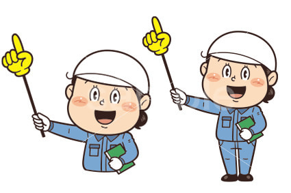 工場や現場で働く女性作業員が指差し棒を持つイラスト｜不安全行動・不安全状態・労働災害