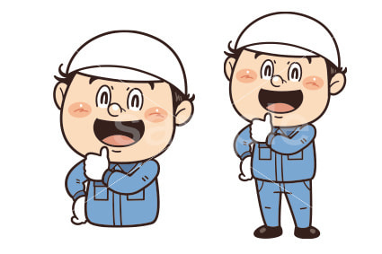 工場で働く作業員『ばっちり！』のジェスチャーをしているイラスト｜不安全行動・不安全状態・労働災害・安全確認