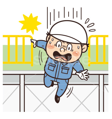 高所から転落してしまう工場・現場の作業員イラスト｜不安全行動・不安全状態・落下事故・転落・労働災害