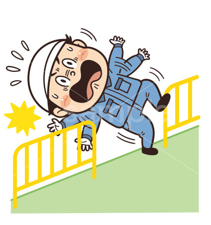 高所から転落しそうな工場・現場の作業員イラスト｜不安全行動・不安全状態・落下事故・転落・労働災害