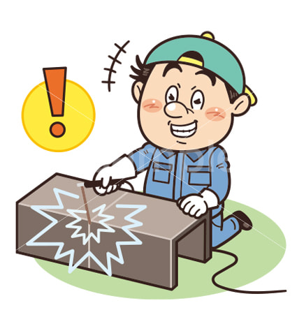 保護具を着用せず危険なアーク溶接作業中の工場・現場の作業員イラスト｜不安全行動・不安全状態・リスク