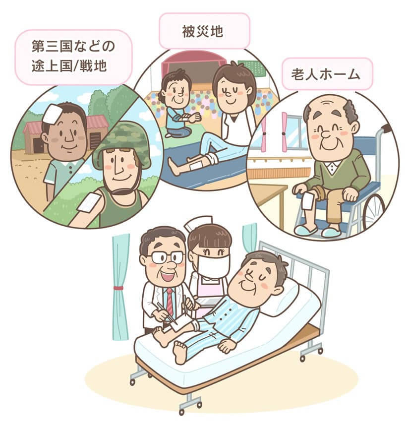 医療関係〈特殊加工セラミックガーゼ〉｜医療・福祉系の挿絵コミカルなシンプルイラスト