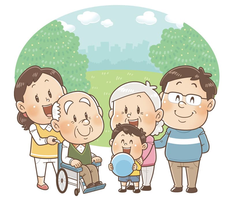 医療関係〈福祉用具カタログ〉｜医療・福祉系の表紙｜安心感のあるコミカルタッチのイラスト