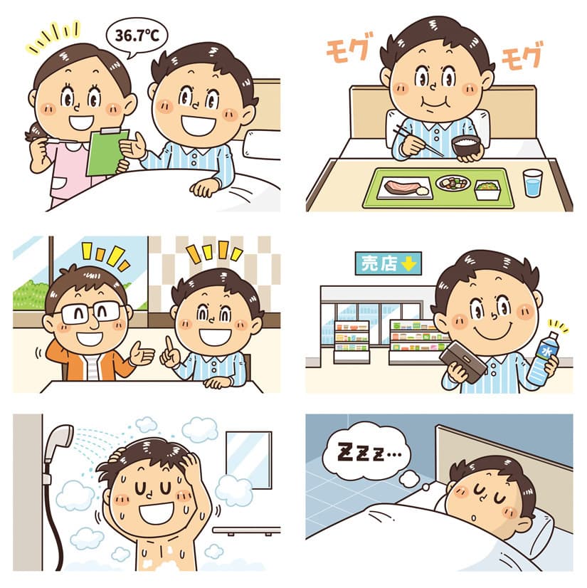 子ども向けコミカルイラスト｜児童書・学習教材｜ 病院って、どん小学生向け学習教材の児童書。病院の仕事や働く人々をコミカルなイラストや学習まんがで解説しています