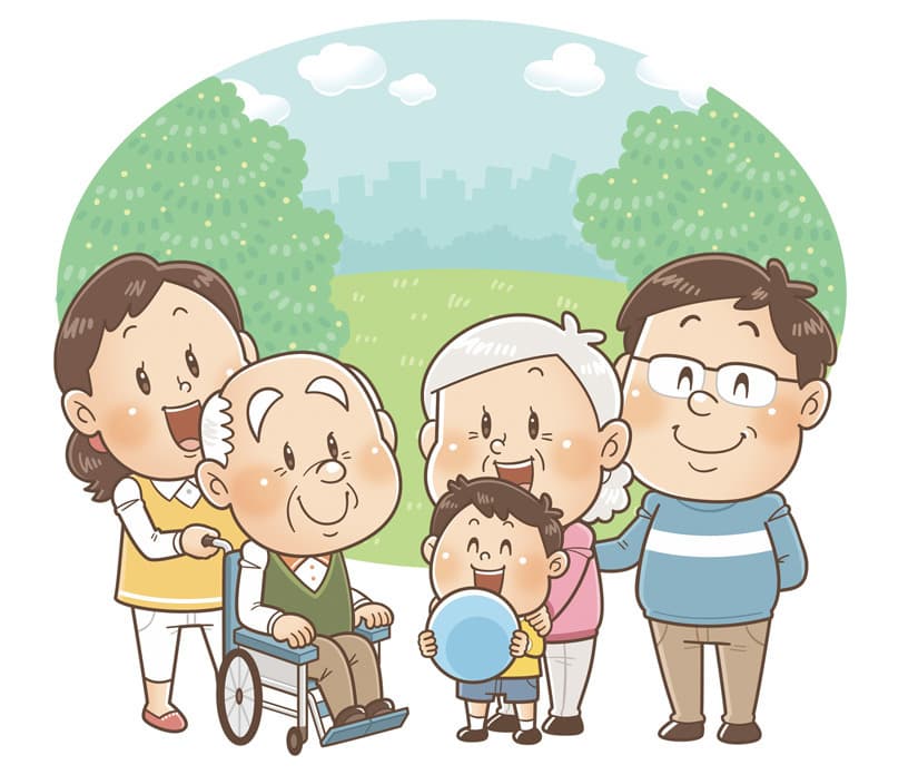 ＊医療・福祉｜コミカルイラスト｜福祉用具カタログの表紙イラストのご依頼を頂きました。 利用者さんやその家族の不安な気持ちを和らげられるよう、安心感のあるイラストにいたしました。